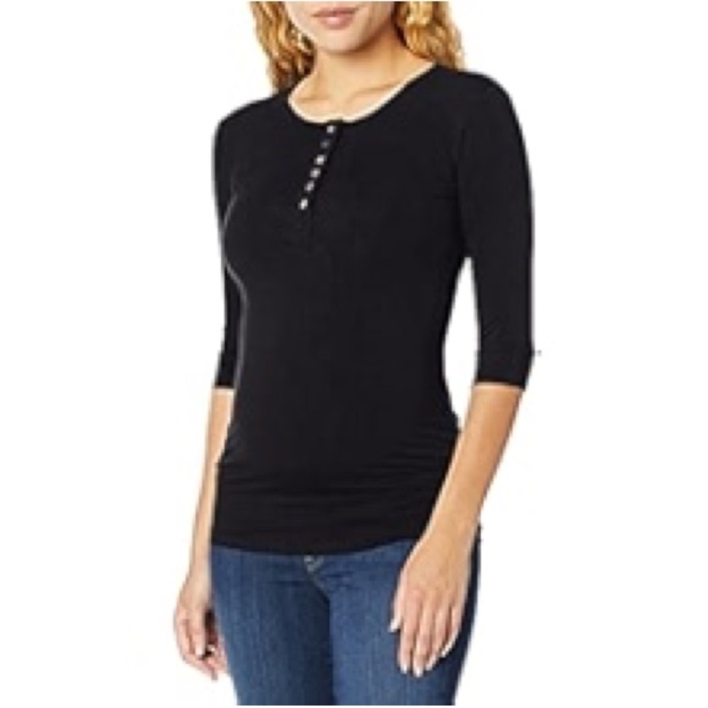 Nine 1 eight black 3/4 sleeve top